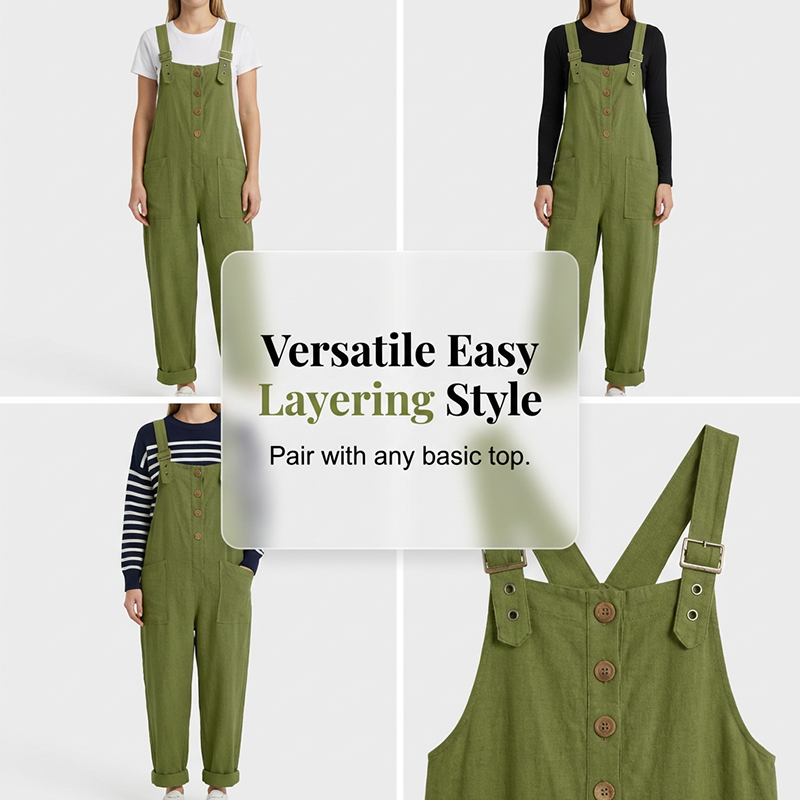 🔥50% RABATT! 🌿👖Lässige Latzhose für Damen mit Knopfleiste