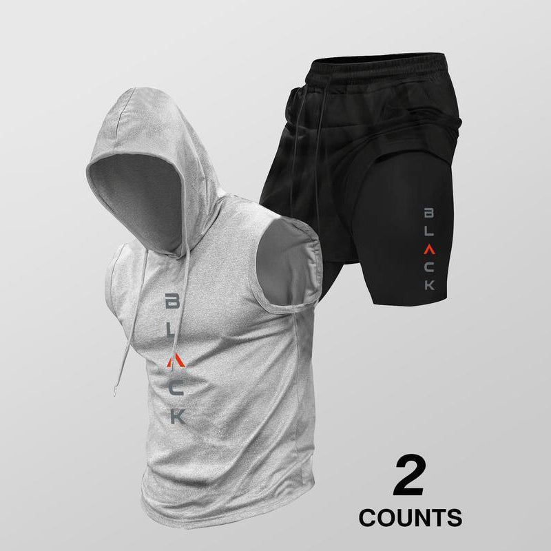 ⌛ Nur noch 1 Woche – 50 % auf alles + kostenloser Versand! ⏰Herren Sport-Set – ärmelloses Hoodie & Shorts – atmungsaktiv, schnelltrocknend & bequem 🏃♂️💪