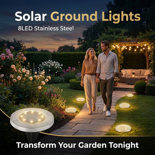 🔥Zonne-energie Grondlamp van Roestvrij Staal met 8 LED
