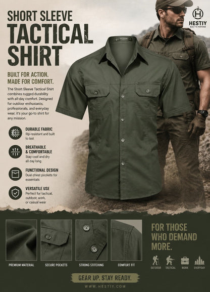 💥 Zeitlich begrenztes Angebot: 40 % Rabatt 👕 Taktisches Kurzarmhemd für Herren – Elegant, praktisch und vielseitig kombinierbar ✨