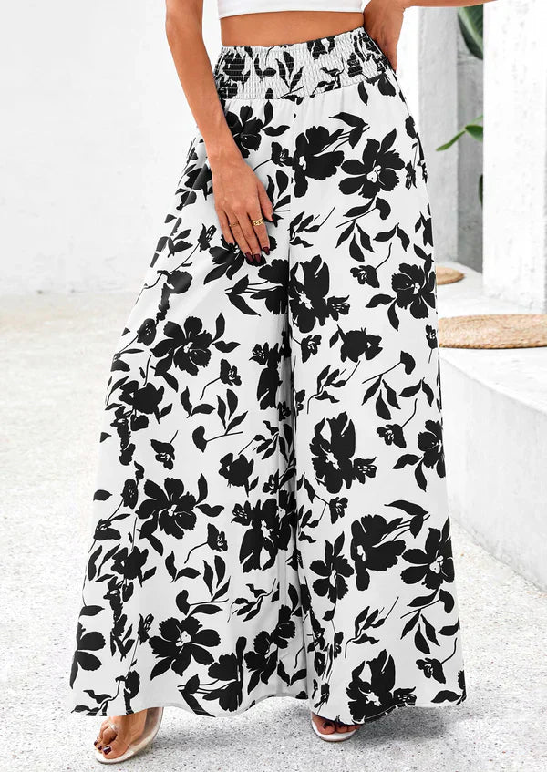 🌹Weit geschnittene Hose mit Blumenmuster und hoher Taille