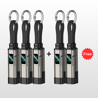 🔌 4-in-1-Ladekabel mit Digitalanzeige und Schlüsselanhänger – Schnellladefunktion, knickfest und kompakt