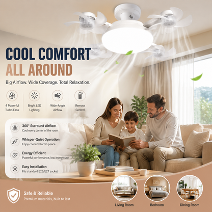🌀JETZT 50 % RABATT! 💡 Deckenventilator mit E27-Fassung – Leiser 2-in-1-LED-Ventilator mit Fernbedienung – Kühlung und Beleuchtung in einem 🏠