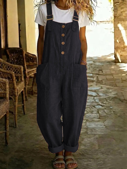 🔥50% RABATT! 🌿👖Lässige Latzhose für Damen mit Knopfleiste