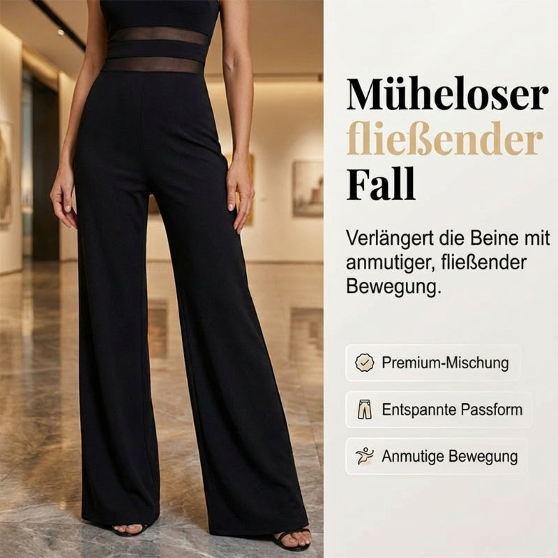 🌞Sommer-Sonderangebot – 60 % Rabatt!!🌿✨🔥One-Shoulder Jumpsuit mit weitem Bein und Netzeinsatz