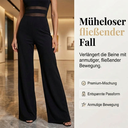 🌞Sommer-Sonderangebot – 60 % Rabatt!!🌿✨🔥One-Shoulder Jumpsuit mit weitem Bein und Netzeinsatz