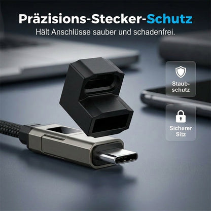 🔌 4-in-1-Ladekabel mit Digitalanzeige und Schlüsselanhänger – Schnellladefunktion, knickfest und kompakt