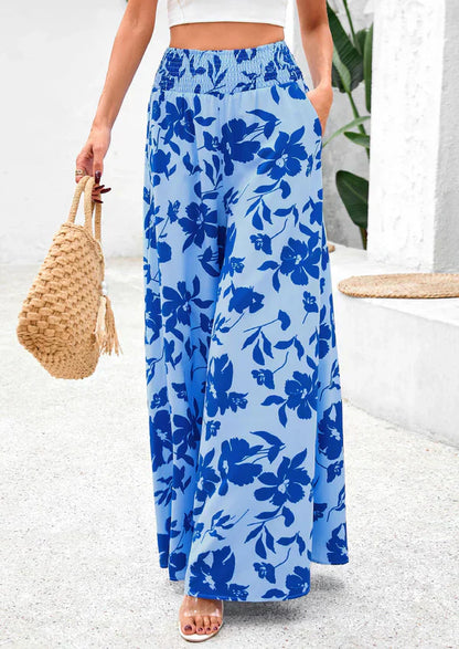 🌹Weit geschnittene Hose mit Blumenmuster und hoher Taille