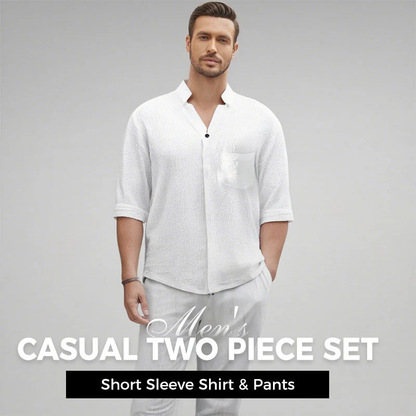 Fliwos Men's Trendy Cotton Linen Top & Pants Two-Piece Set🎉