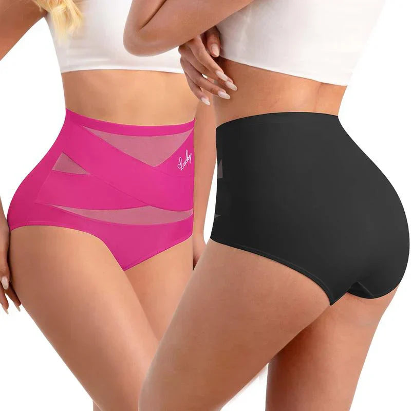 🌸Letzter Tag – 1 kaufen, 2 Packungen gratis!✨ Plus-Size High-Waist Cross Tummy Control Slips