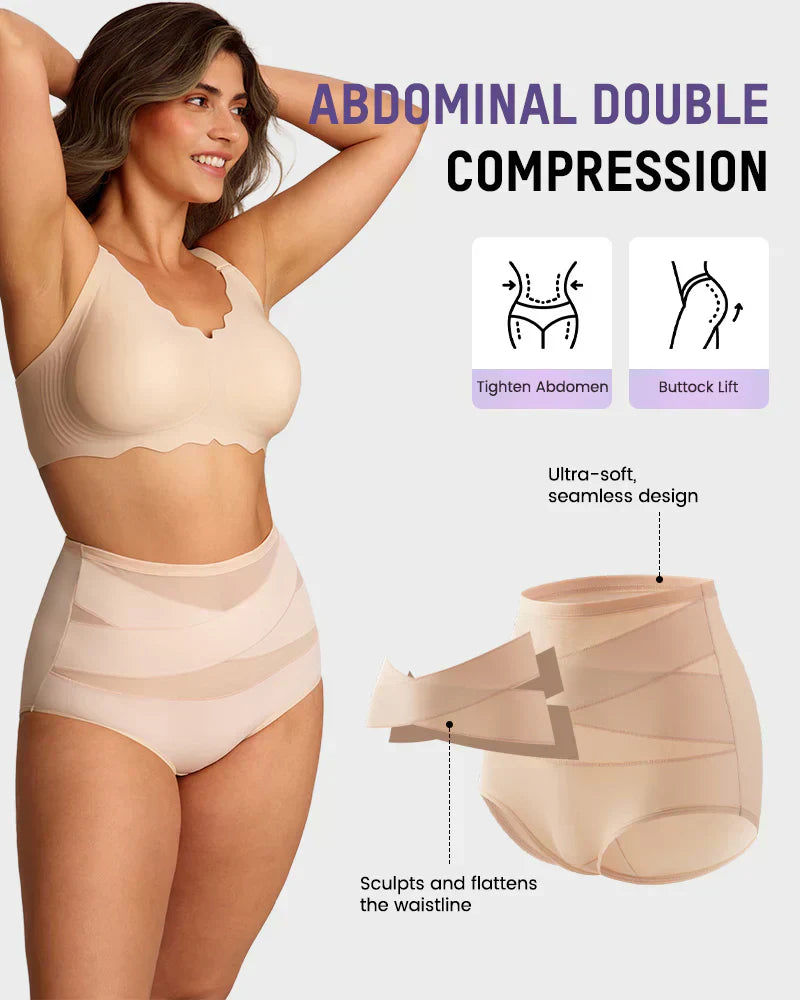 🌸Letzter Tag – 1 kaufen, 2 Packungen gratis!✨ Plus-Size High-Waist Cross Tummy Control Slips