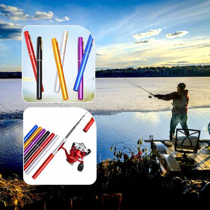 Portable pen style ice fishing rod set