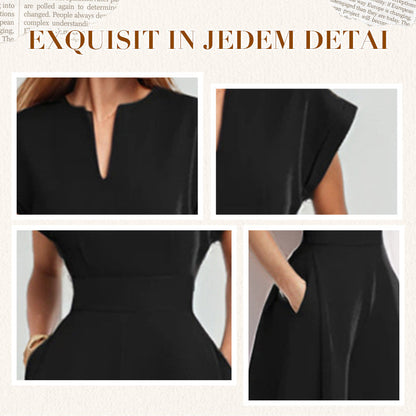 Damen-Jumpsuit mit V-Ausschnitt, kurzen Ärmeln und weitem Bein