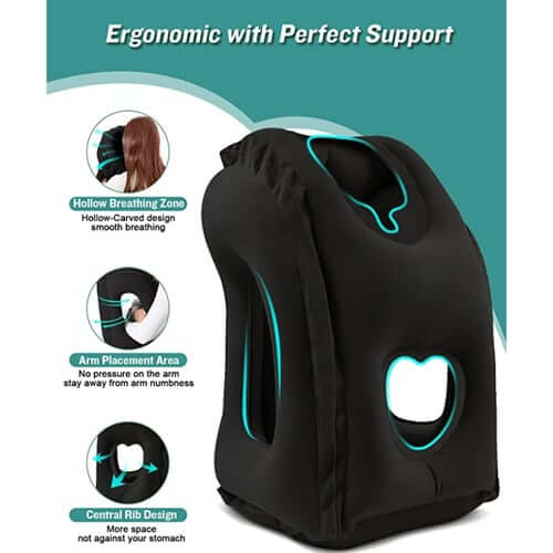 🔥50% KORTING🌬️✈️😴 Draagbaar, opblaasbaar, ergonomisch reiskussen: Geniet altijd en overal van een comfortabele slaap 🧳💤