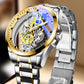 ⏳ Tijdelijke aanbieding⏳ Quartz horloge met opengewerkte uitstraling en 40 mm wijzerplaat Keuze uit metalen of lederlook band