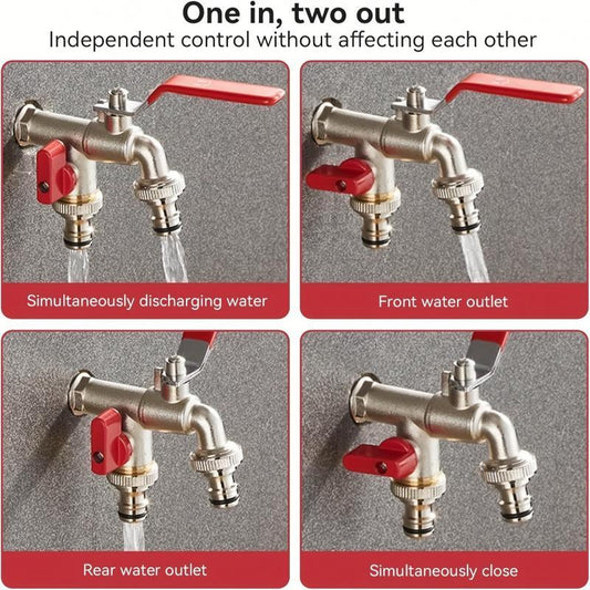 🔥Last Day 45% OFF🔥Universal Stainless Steel Double Outlet Garden Water Faucet