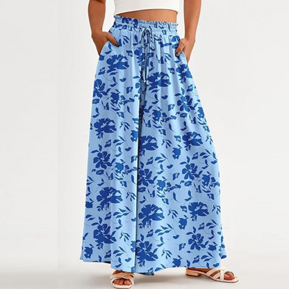 🌹Weit geschnittene Hose mit Blumenmuster und hoher Taille