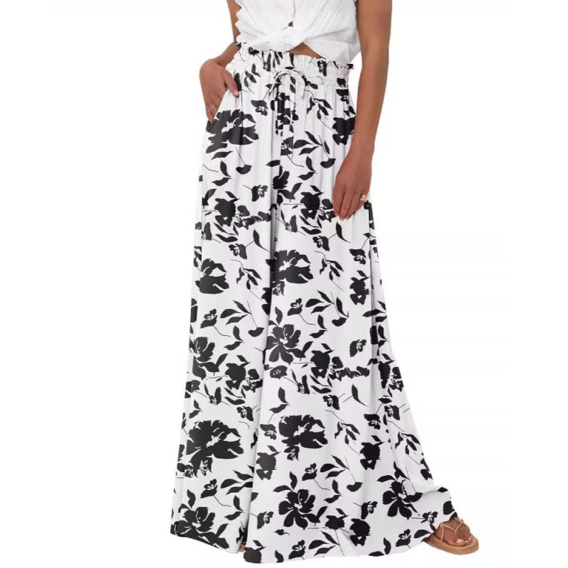 🌹Weit geschnittene Hose mit Blumenmuster und hoher Taille