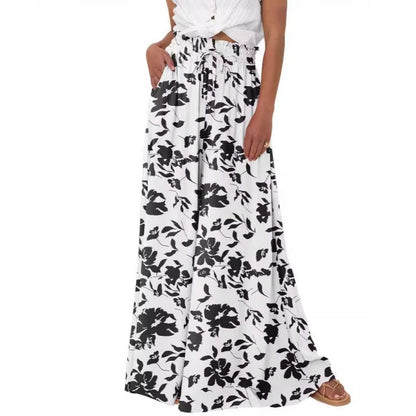 🌹Weit geschnittene Hose mit Blumenmuster und hoher Taille