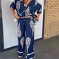 Women's V-Neck Top and Wide-Leg Pants Set