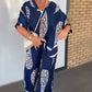 Women's V-Neck Top and Wide-Leg Pants Set