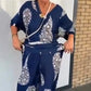 Women's V-Neck Top and Wide-Leg Pants Set