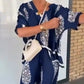 Women's V-Neck Top and Wide-Leg Pants Set