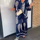 Women's V-Neck Top and Wide-Leg Pants Set