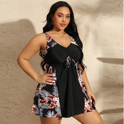 👙💥 ZEITLICH BEGRENZT: 50% RABATT! Damen Bedrucktes Ärmelloses V-Ausschnitt Badekleid – Integrierte Shorts, schmeichelhafter Schnitt, schnelltrocknend ✨