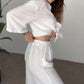 Women's V-Neck Top & Pants 2-Piece Set