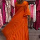 Flowy Flare Sleeve Pleated Dress