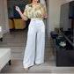Round Neck Top & Wide Leg Pants Set