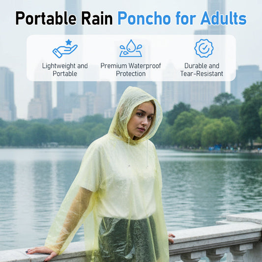🔥While Supplies Last 40% OFF!🎉 Portable Rain Poncho for Adults(5PCS)