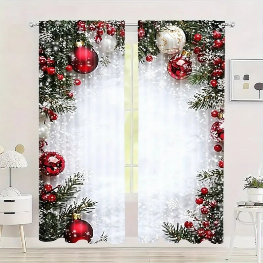 🔥While Supplies Last 40% OFF!🎉 Christmas Window Curtains 2-Piece Set for Home Decor