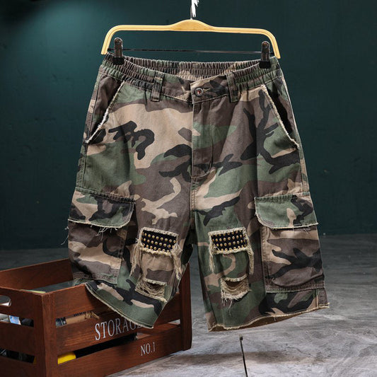 🌞 Sommerneuheiten – Jetzt bis zu 50% sparen! 💰Men's Studded Camo Cargo ShortsCargoshorts für Herren mit Nieten und Camouflage-Muster