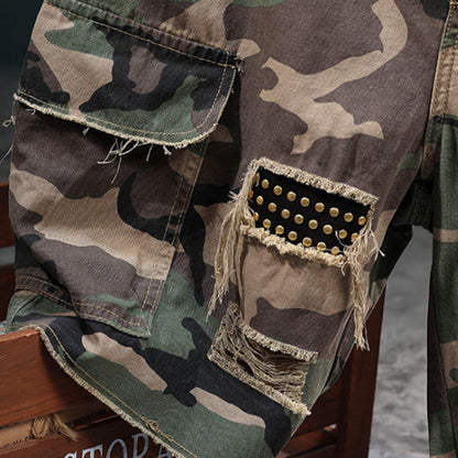 🌞 Sommerneuheiten – Jetzt bis zu 50% sparen! 💰Men's Studded Camo Cargo ShortsCargoshorts für Herren mit Nieten und Camouflage-Muster