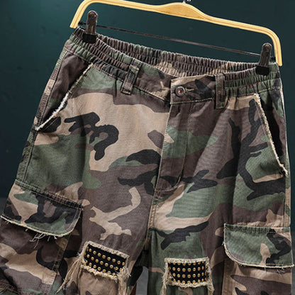 🌞 Sommerneuheiten – Jetzt bis zu 50% sparen! 💰Men's Studded Camo Cargo ShortsCargoshorts für Herren mit Nieten und Camouflage-Muster