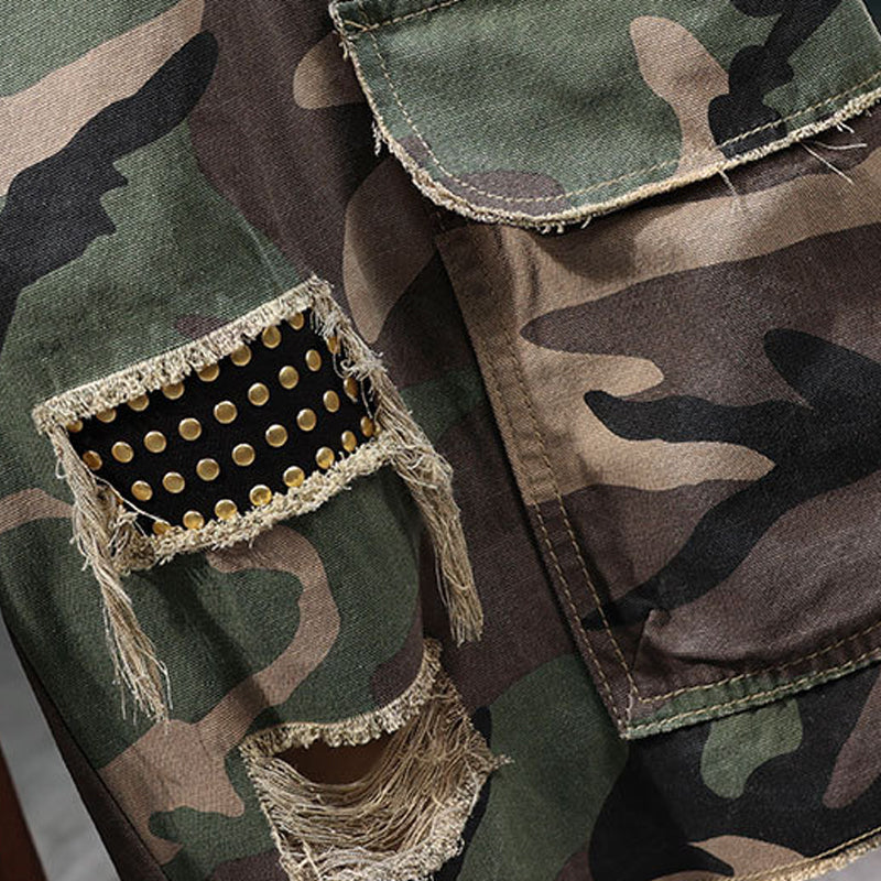 🌞 Sommerneuheiten – Jetzt bis zu 50% sparen! 💰Men's Studded Camo Cargo ShortsCargoshorts für Herren mit Nieten und Camouflage-Muster