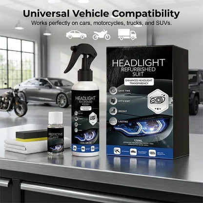 🚗💡 Koplamprestauratie kit | Verwijdert geel & krassen | UV-bescherming | Eenvoudige spray, geen schuren | Complete set met doek & spons | 50% KORTING!