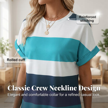 Gestreiftes Freizeit-Midikleid mit lockeren Schnitt & Taschen – bequem, luftig & vielseitig – ideal für den Urlaub & Alltag🌊☀️