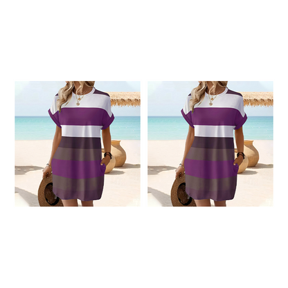Gestreiftes Freizeit-Midikleid mit lockeren Schnitt & Taschen – bequem, luftig & vielseitig – ideal für den Urlaub & Alltag🌊☀️