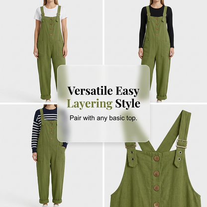 🔥50% RABATT! 🌿👖Lässige Latzhose für Damen mit Knopfleiste
