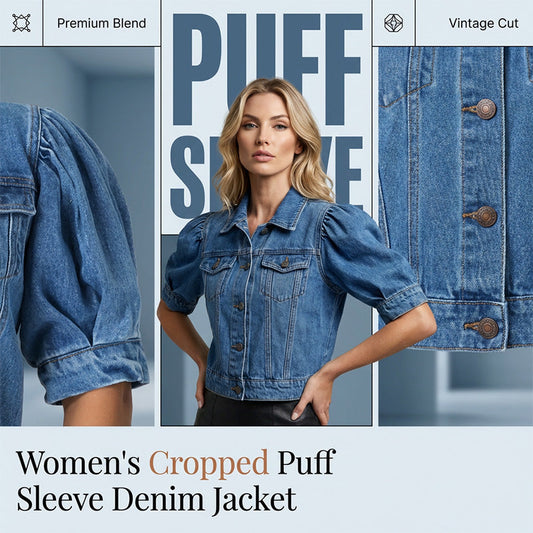 🌞NEU: Sommerkollektion mit bis zu 50% Rabatt 🛍️Damen Jeansjacke mit kurzen Ärmeln & Puffärmeln – lässig, bequem & vielseitig