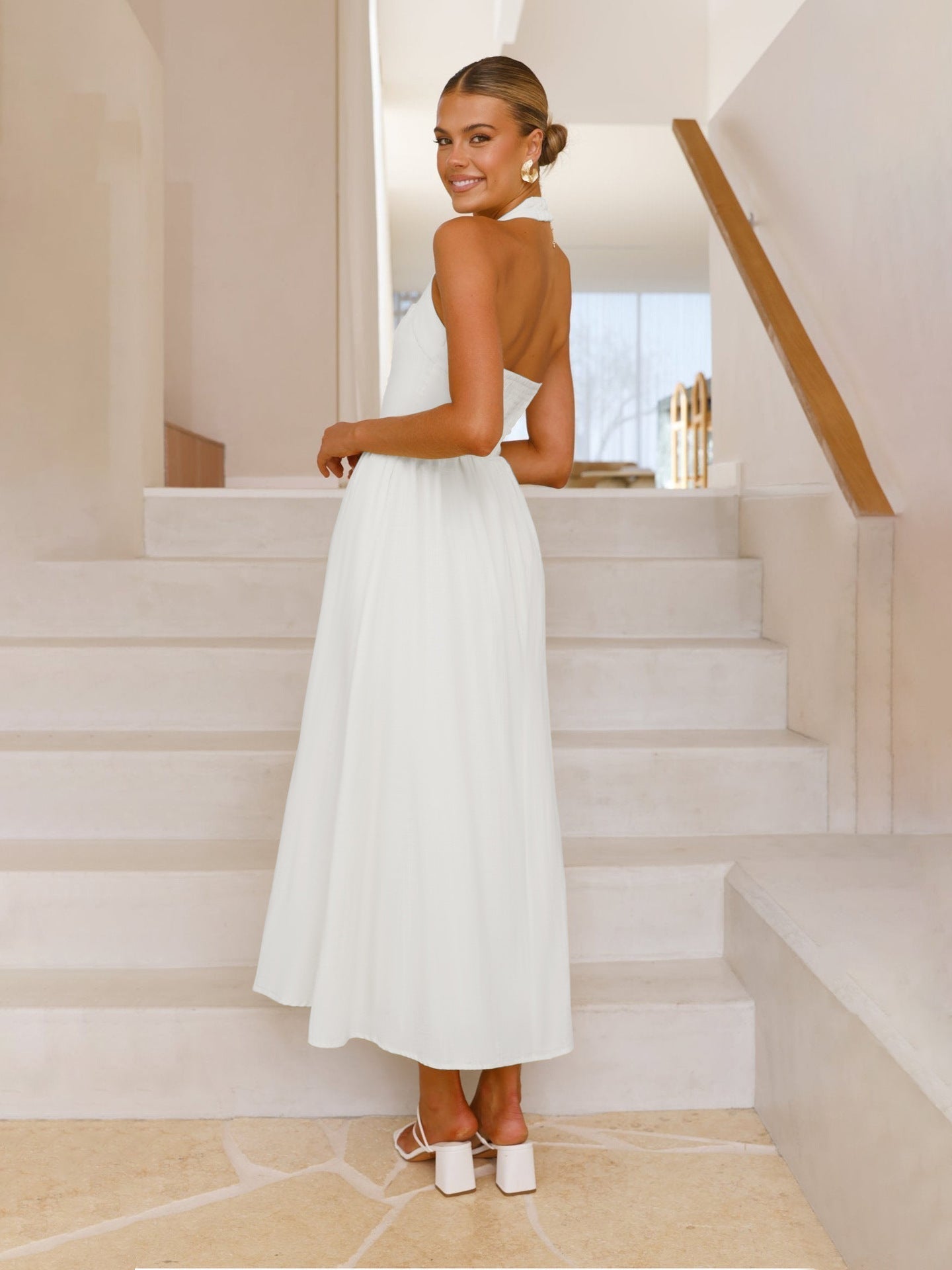 🎉Heißer Verkauf💃 Damenkleider mit eckigem Ausschnitt, taillierter Silhouette, hängendem Ausschnitt und rückenfreiem Design