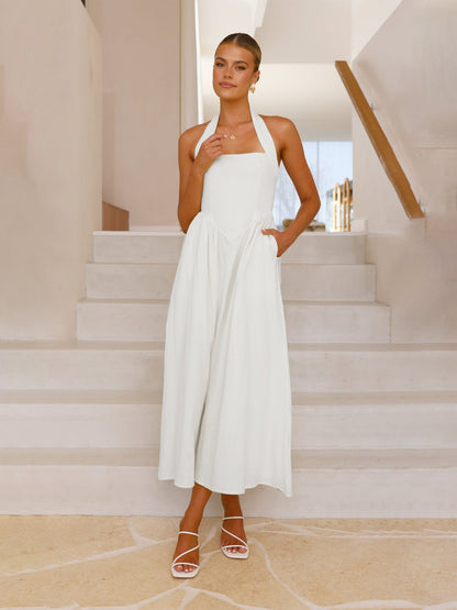 🎉Heißer Verkauf💃 Damenkleider mit eckigem Ausschnitt, taillierter Silhouette, hängendem Ausschnitt und rückenfreiem Design