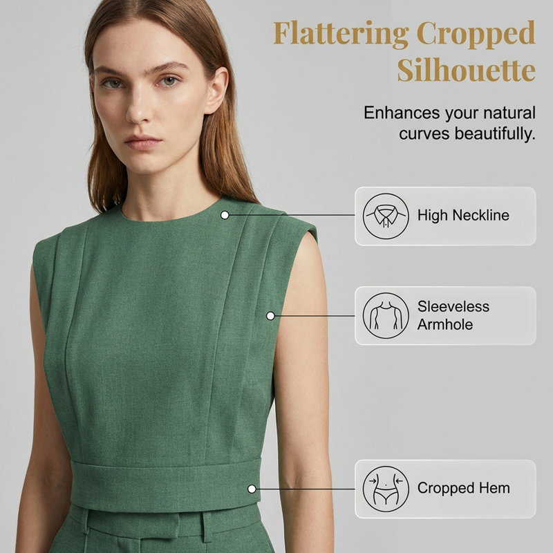 🌞NEU: Sommerkollektion mit bis zu 50% Rabatt 🛍️✨ Set aus schickem ärmellosem Crop-Top & Hose mit hoher Taille – Figurbetont, feminin & perfekt für Sommer-Events 🌞