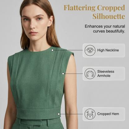 🌞NEU: Sommerkollektion mit bis zu 50% Rabatt 🛍️✨ Set aus schickem ärmellosem Crop-Top & Hose mit hoher Taille – Figurbetont, feminin & perfekt für Sommer-Events 🌞