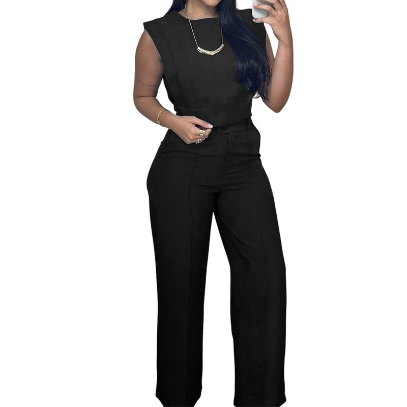 🌞NEU: Sommerkollektion mit bis zu 50% Rabatt 🛍️✨ Set aus schickem ärmellosem Crop-Top & Hose mit hoher Taille – Figurbetont, feminin & perfekt für Sommer-Events 🌞