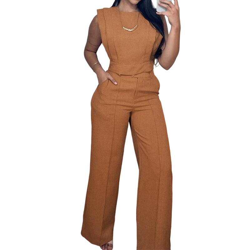 🌞NEU: Sommerkollektion mit bis zu 50% Rabatt 🛍️✨ Set aus schickem ärmellosem Crop-Top & Hose mit hoher Taille – Figurbetont, feminin & perfekt für Sommer-Events 🌞