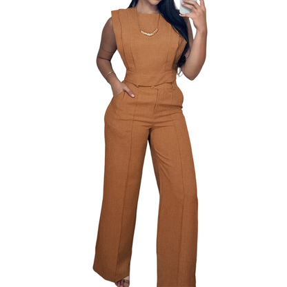 🌞NEU: Sommerkollektion mit bis zu 50% Rabatt 🛍️✨ Set aus schickem ärmellosem Crop-Top & Hose mit hoher Taille – Figurbetont, feminin & perfekt für Sommer-Events 🌞